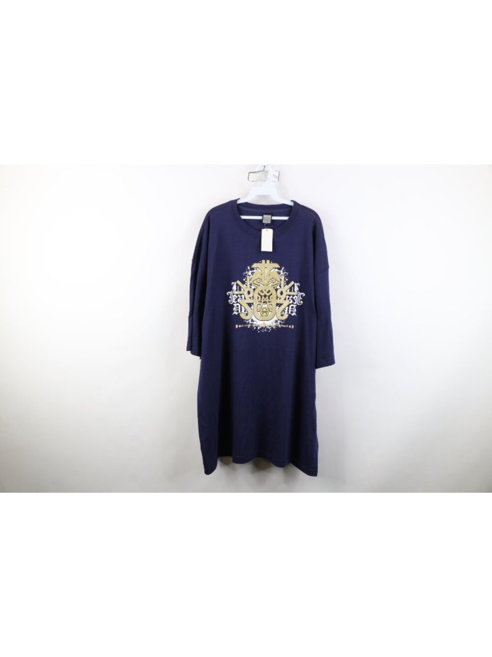 Deadstock Vintage 90s Marithe Francois Girbaud Mens 3XL Mayan Art T-Shirt Blue